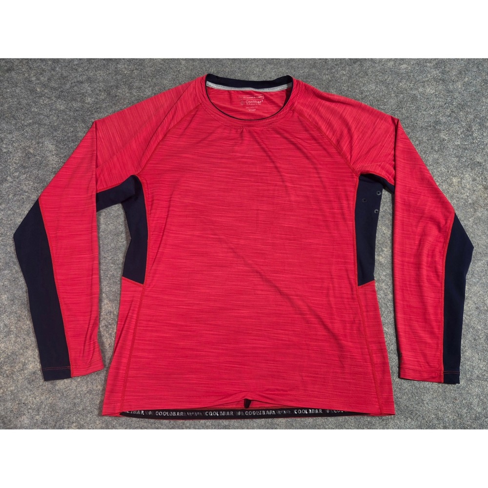 Coolibar Mens UPF 50+ Sun Protection Long Sleeve Shirt Red Navy Blue Large L